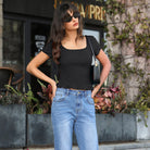 belle poque 2026 Spring Summer Cute Tops for Women Short Sleeve Crop Tops