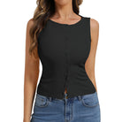 belle poque Button Down Tank Tops Ribbed Summer Vest for Work Going Out