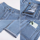 belle poque Women's Straight Leg Jeans Mid Rise Wide Leg Denim Pants with Pockets