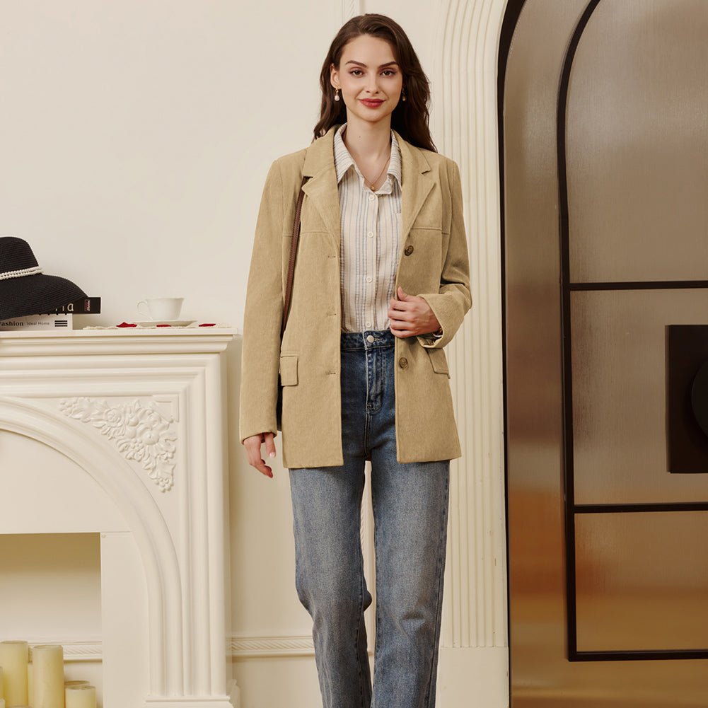 belle poque Women's Winter Corduroy Blazer Jackets Fall Work Office Jacket Coats