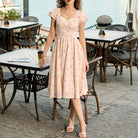 belle poque Women's Sweatheart Floral Dress 2026 Spring Ruched Midi Garden Party Dress