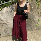 belle poque Belle Poque Women's Vintage A-Line Skirt with Slit Hem