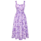 belle poque Women's Floral Midi Sundress with Pockets Spring Summer Dresses for Wedding Guest Purple