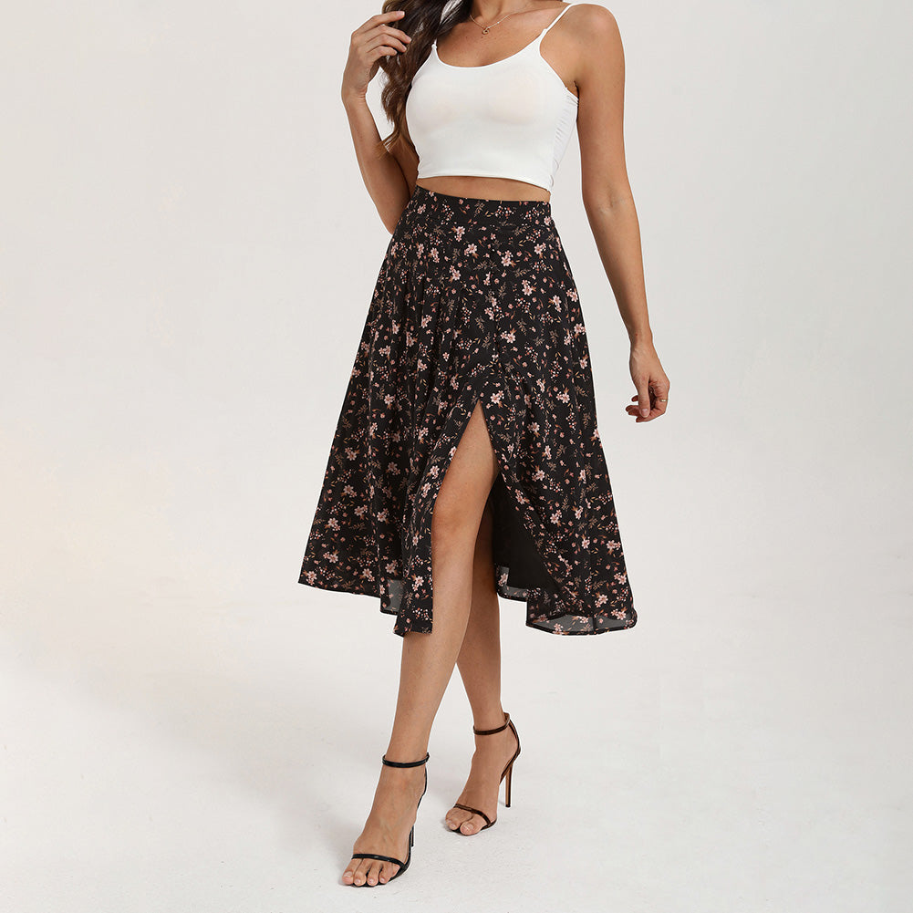 belle poque Women's Spring Summer 2026 Midi Skirts with Slit Flowy A-Line Skirt with Pockets