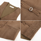 belle poque Women Double Breasted Vest Coat V-Neck Handkerchief Hem Business Waistcoat