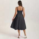 belle poque 1950s Vintage Gingham Dress for Women Sweetheart Neckline Dresses with Pockets