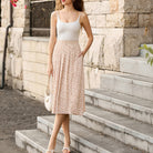 belle poque Women's Spring Summer 2026 Midi Skirts with Slit Flowy A-Line Skirt with Pockets