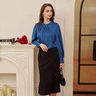 belle poque Womens Long Sleeve Satin Blouse Dressy Casual Business Tops Shirts for Office Work