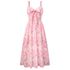 belle poque 2026 Womens Summer Dresses Floral Corset Dress Tie Front Cottagecore Dress Pink