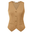 belle poque Women’s Vest Top Trendy Knitted Waistcoat Button Down Tops Suit Vest Tops Khaki
