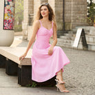 belle poque 1950s Vintage Gingham Dress for Women Sweetheart Neckline Dresses with Pockets