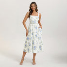 belle poque 2026 Milkmaid Dress Women Vintage Midi Tea Garden Party Sundresses with Pockets