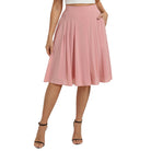 belle poque 2026 Women Spring Vintage Chiffon Skirt Below Knee Flared A-Line Skirt Pink