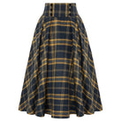 belle poque Plaid Skirts for Women High Waisted Midi Skirt A-line Pleated Fall Skirts 2025 Brown