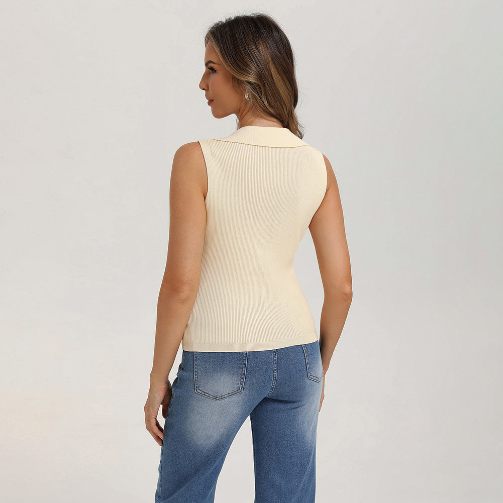 belle poque Women's Button Down Tank Tops Collared Slim Fit Office Tops