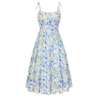 belle poque Floral Dress for Women Midi Sundress 2026 Summer Spring Casual Dresses with Pockets Blue