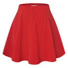 belle poque Women Vintage Swing Skirt Elastic Waist Mid-Thigh Length A-Line Skirt Red