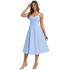 belle poque 1950s Vintage Gingham Dress for Women Sweetheart Neckline Dresses with Pockets