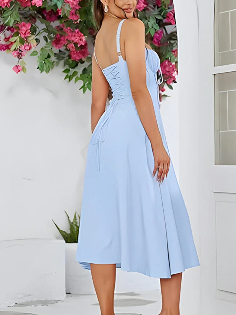 belle poque 2025 Ruched Bust Split Thigh Cami Sundress