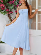 belle poque 2025 Ruched Bust Split Thigh Cami Sundress Light blue