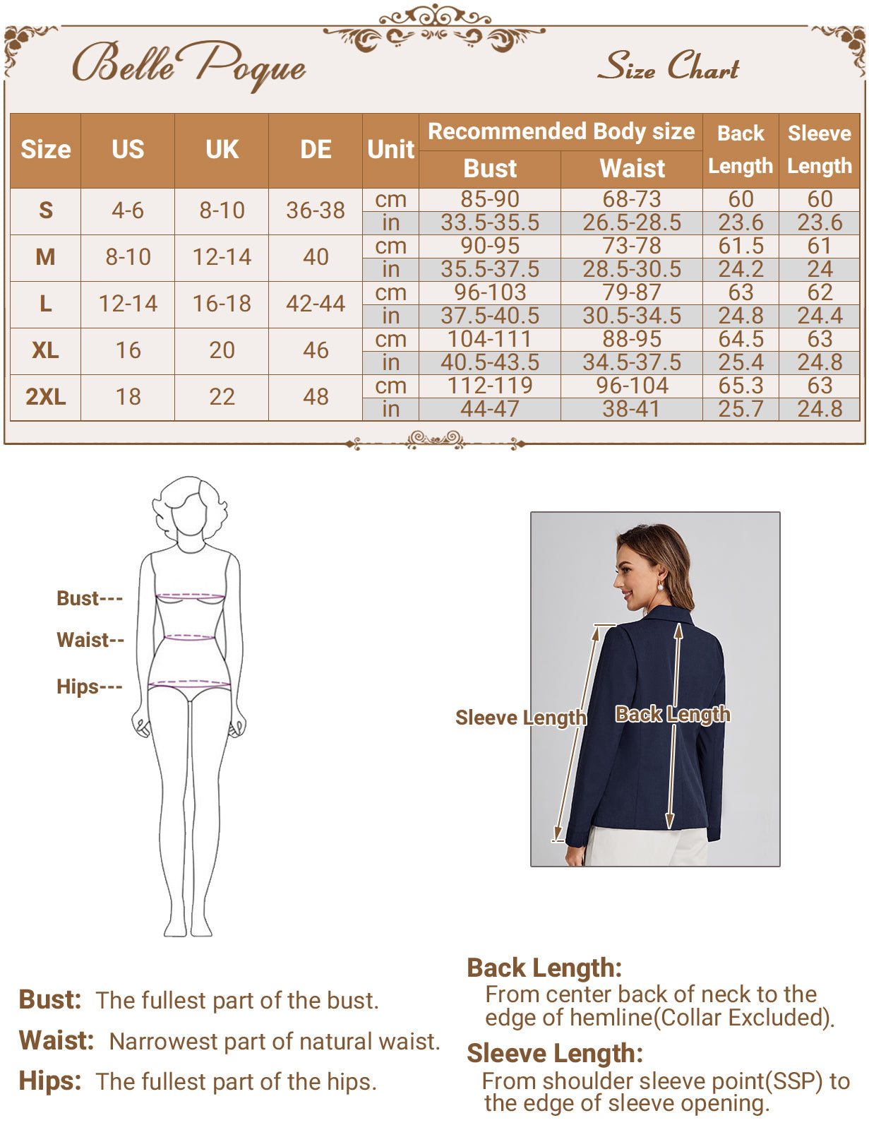 belle poque BP Women Vintage Shawl Lapel Blazer Coat OL One-Button Back Slit Suit Coat