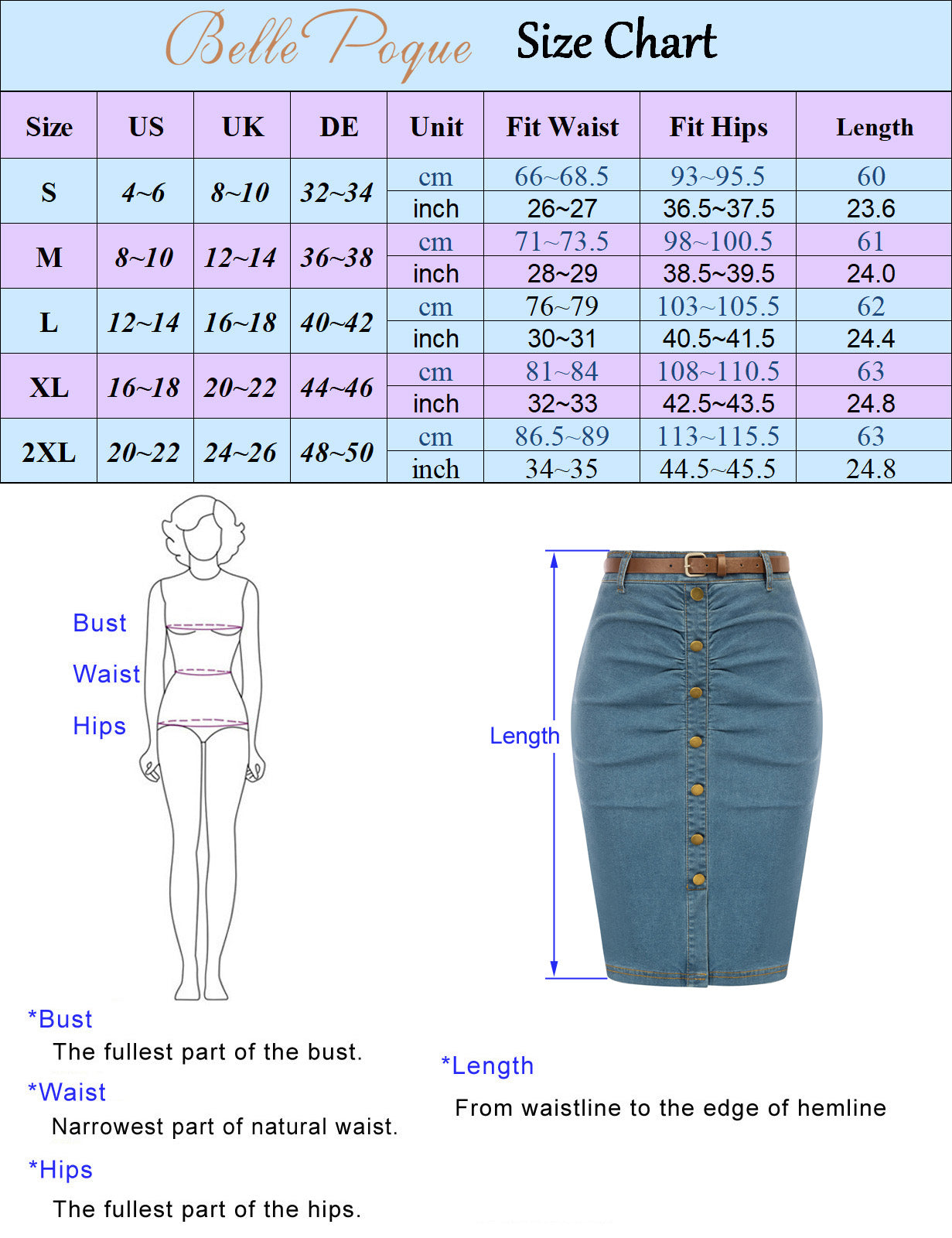 belle poque Vintage Jean Skirt with Belt High Waist Ruched Front Bodycon Skirt