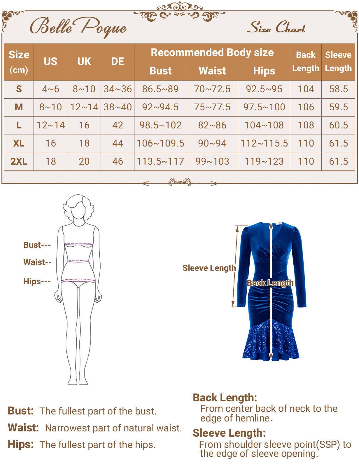 belle poque Vintage Fans Look of Ruched Velvet Dress Long Sleeve V-Neck Mermaid Hem Bodycon Dress