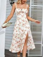 belle poque 2025 Ruched Bust Split Thigh Cami Sundress