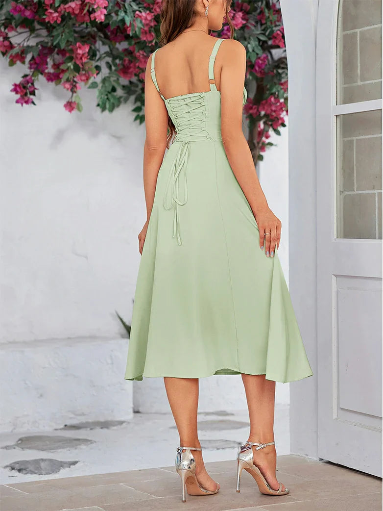 belle poque 2025 Ruched Bust Split Thigh Cami Sundress