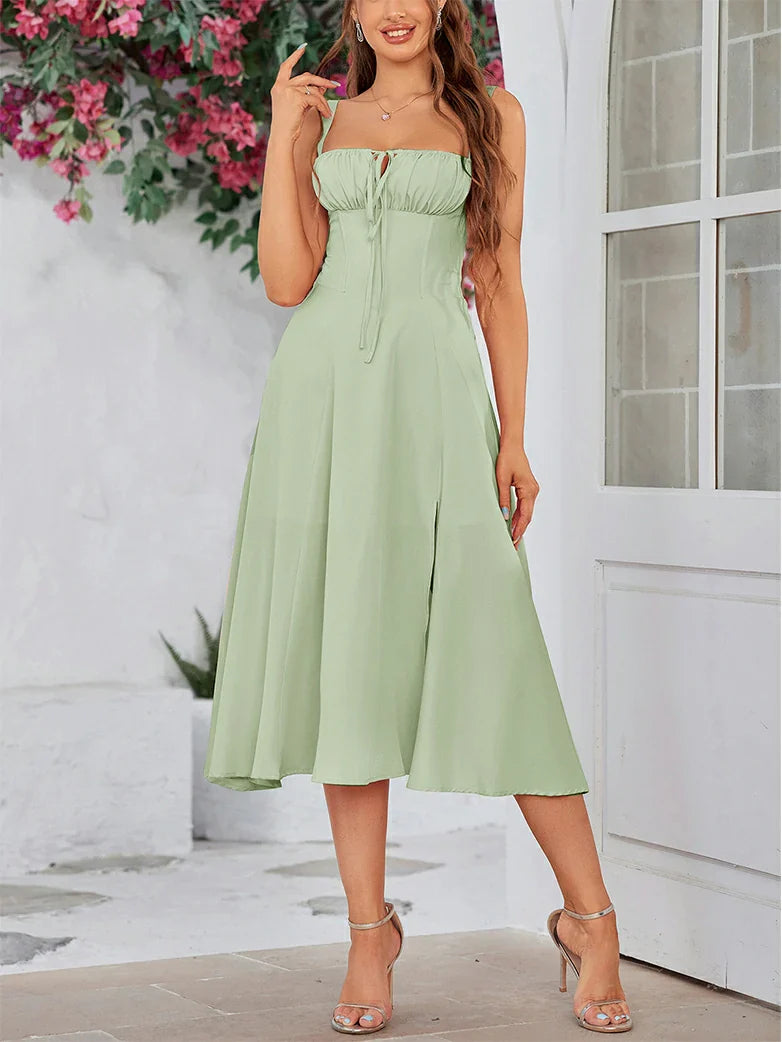 belle poque 2025 Ruched Bust Split Thigh Cami Sundress