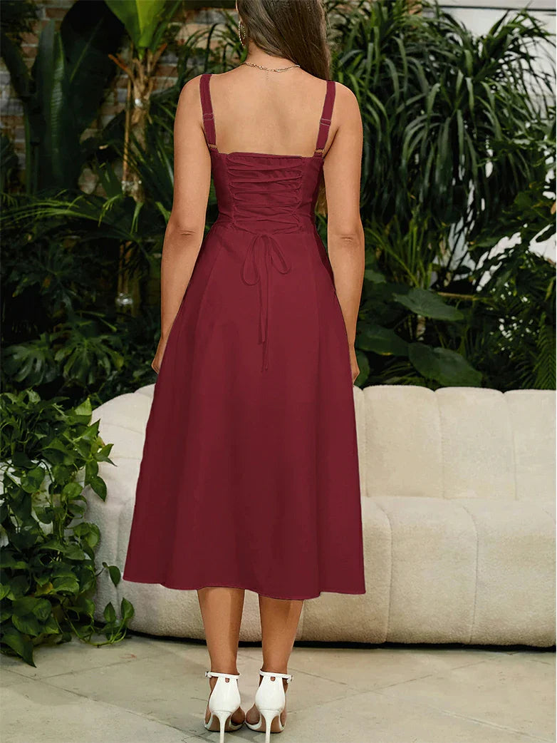 belle poque 2025 Ruched Bust Split Thigh Cami Sundress