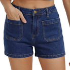 belle poque 2026 Women Jean Shorts High Waisted Micro Cargo Denim Shorts Blue