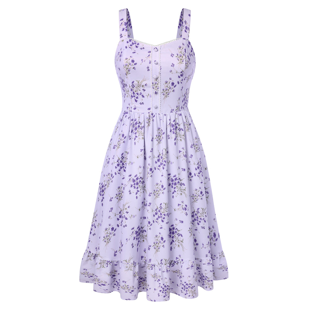 belle poque Wedding Guest Dress for Women 2026 Flowy Sundress with Pockets Purple