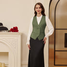 belle poque Women Double Breasted Vest Coat V-Neck Handkerchief Hem Business Waistcoat