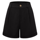 belle poque 2026 Women Vintage Cotton Shorts Wide Leg Shorts with Pockets Black