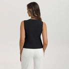 belle poque Women’s Vest Top Trendy Knitted Waistcoat Button Down Tops Suit Vest Tops