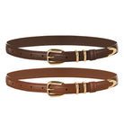 belle poque Women 2pcs Classic Buckle Waist Belt Ladies Polyurethane Leather Narrow Belt SET3