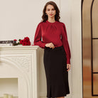 belle poque Womens Long Sleeve Satin Blouse Dressy Casual Business Tops Shirts for Office Work