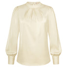 belle poque Womens Long Sleeve Satin Blouse Dressy Casual Business Tops Shirts for Office Work Apricot