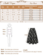 belle poque Women Vintage Plaided Swing Skirt Elastic Waist Mid-Calf Length A-Line Skirt