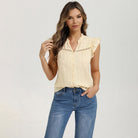 belle poque Women's Ruffle Sleeve Cotton Shirts Button Down Blouses Dressy Casual Tops