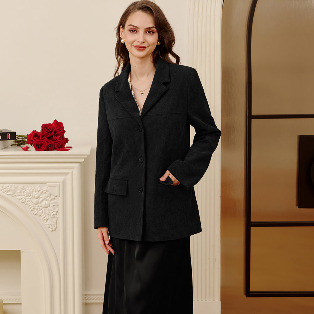 belle poque Women's Winter Corduroy Blazer Jackets Fall Work Office Jacket Coats