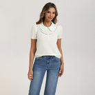 belle poque 2026 Puff Sleeve Cotton Blouses for Women Peter Pan Collar Dressy Work Shirts