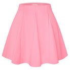 belle poque Women Vintage Swing Skirt Elastic Waist Mid-Thigh Length A-Line Skirt Pink
