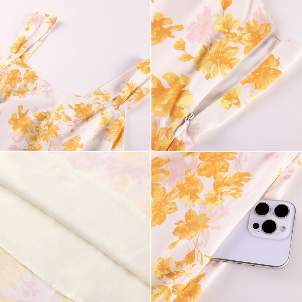 belle poque Women's Floral Midi Sundress with Pockets Spring Summer Dresses for Wedding Guest