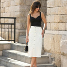 belle poque 1980s Vintage Jean Skirts for Women Front Slit Midi Skirt with Pockets