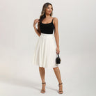 belle poque 2026 Women Spring Vintage Chiffon Skirt Below Knee Flared A-Line Skirt