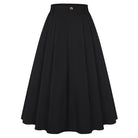 belle poque Women Vintage Swing Skirt Mid-Calf Length A-Line Skirt Black