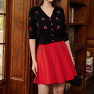 belle poque Women Vintage Swing Skirt Elastic Waist Mid-Thigh Length A-Line Skirt