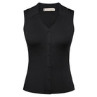 belle poque Women's Button Down Tank Tops Collared Slim Fit Office Tops Black